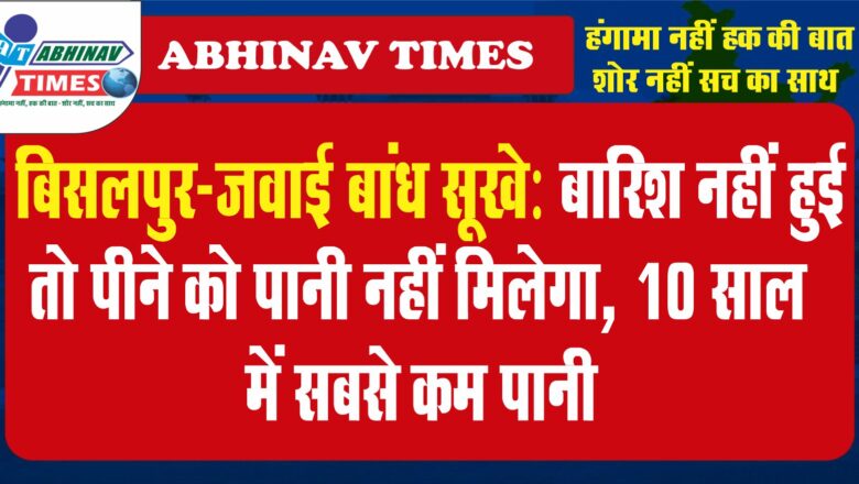 बिसलपुर-जवाई बांध सूखे:बारिश नहीं हुई तो पीने को पानी नहीं मिलेगा, 10 साल में सबसे कम पानी