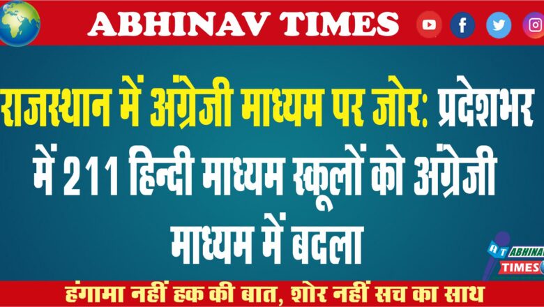 राजस्थान में अंग्रेजी माध्यम पर जोर: प्रदेशभर में 211 हिन्दी माध्यम स्कूलों को अंग्रेजी माध्यम में बदला