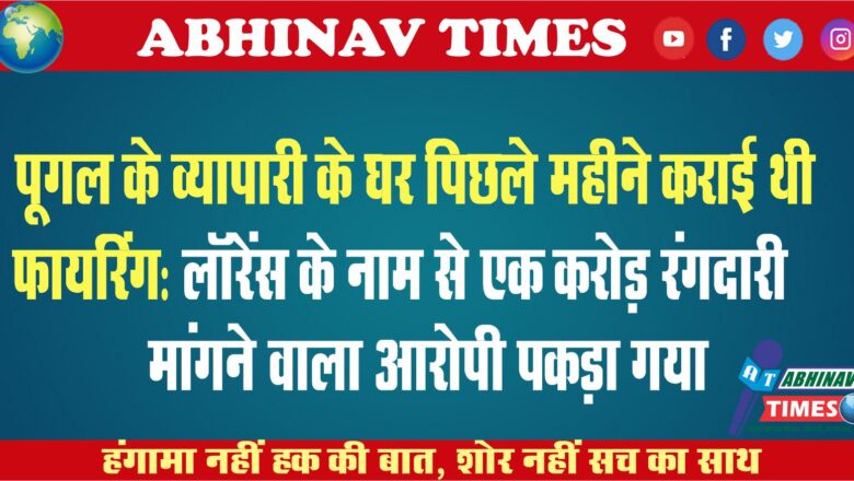 पूगल के व्यापारी के घर पिछले महीने कराई थी फायरिंग: लॉरेंस के नाम से एक करोड़ रंगदारी मांगने वाला आरोपी पकड़ा गया