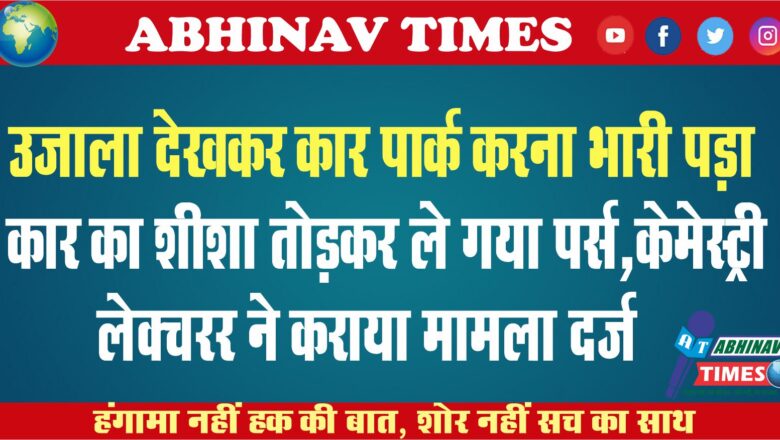 उजाला देखकर कार पार्क करना भारी पड़ा:कार का शीशा तोड़कर ले गया पर्स, केमेस्ट्री लेक्चरर ने कराया मामला दर्ज