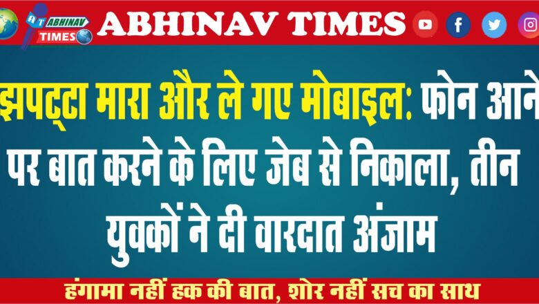 झपट्‌टा मारा और ले गए मोबाइल: फोन आने पर बात करने के लिए जेब से निकाला, तीन युवकों ने दी वारदात अंजाम