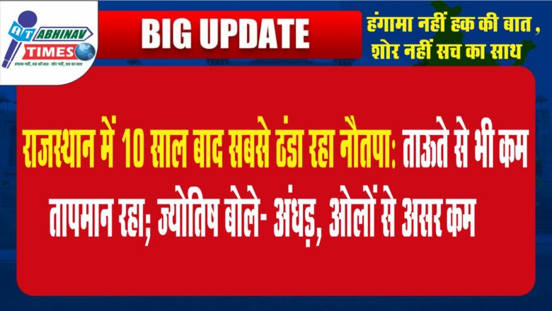 राजस्थान में 10 साल बाद सबसे ठंडा रहा नौतपा:ताऊते से भी कम तापमान रहा; ज्योतिष बोले- अंधड़, ओलों से असर कम