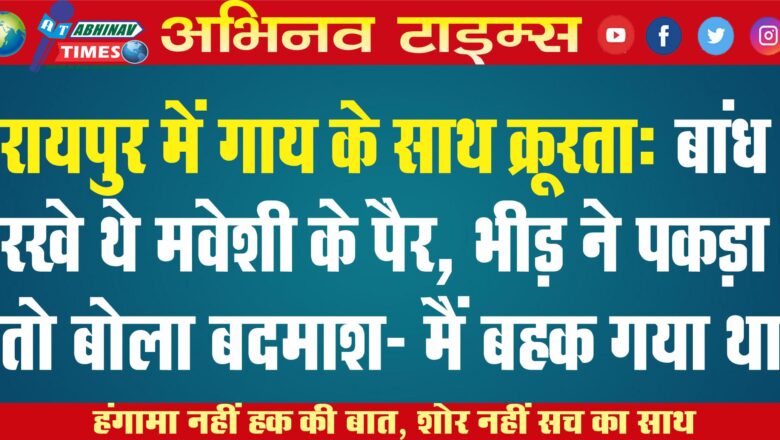 रायपुर में गाय के साथ क्रूरता: बांध रखे थे मवेशी के पैर, भीड़ ने पकड़ा तो बोला बदमाश- मैं बहक गया था