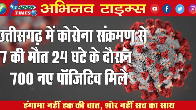 छत्तीसगढ़ में कोरोना संक्रमण से 7 की मौत: 24 घंटे के दौरान 700 नए पॉजिटिव मिले