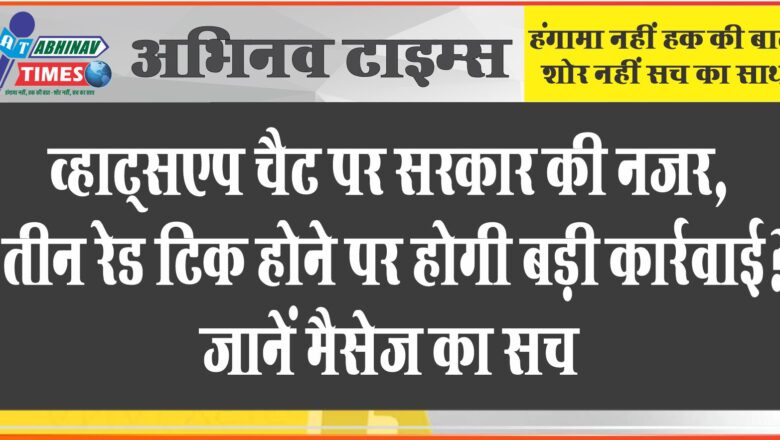 व्हाट्सएप चैट पर सरकार की नजर, तीन रेड टिक होने पर होगी बड़ी कार्रवाई? जानें मैसेज का सच