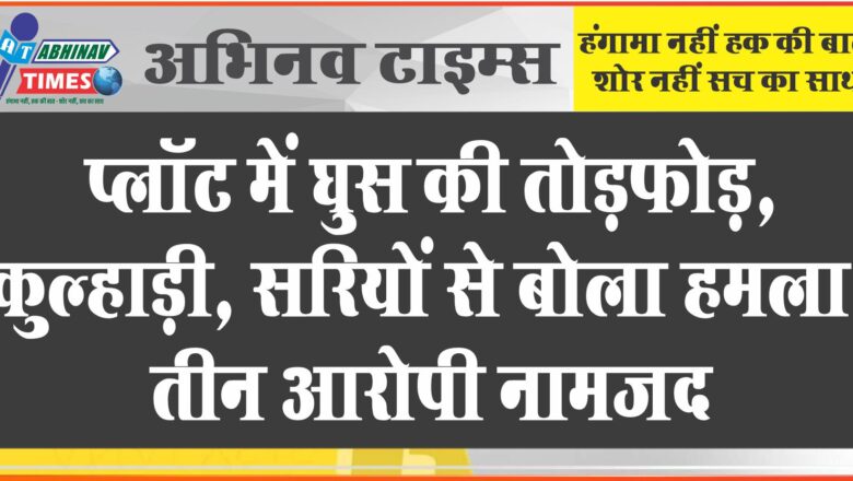 प्लॉट में घुस की तोडफ़ोड़, कुल्हाड़ी, सरियों से बोला हमला, तीन आरोपी नामजद