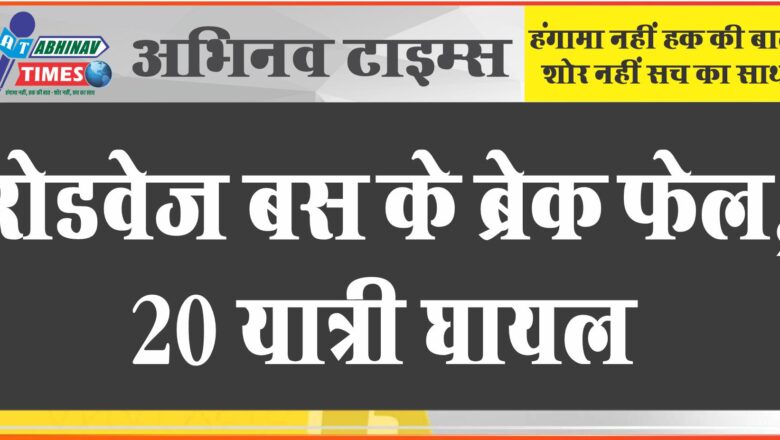 रोडवेज बस के ब्रेक फेल, 20 यात्री घायल:जयपुर से जा रही थी धौलपुर, बस पलटने से बची