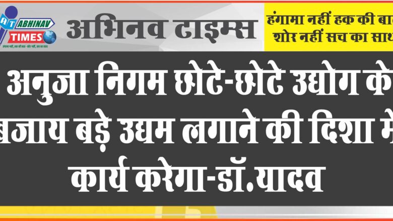 अनुजा निगम छोटे-छोटे उद्योग के बजाय बड़े उद्यम लगाने की दिशा में कार्य करेगा-डॉ.यादव