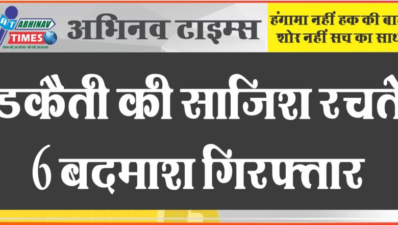 डकैती की साजिश रचते 6 बदमाश गिरफ्तार:अवैध हथियार सहित 7.5 लाख रुपए भी बरामद