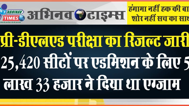 प्री-डीएलएड परीक्षा का रिजल्ट जारी:25,420 सीटों पर एडमिशन के लिए 5 लाख 33 हजार ने दिया था एग्जाम