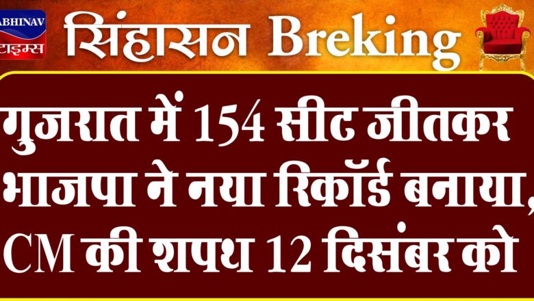 गुजरात में 154 सीट जीतकर भाजपा ने नया रिकॉर्ड बनाया, CM की शपथ 12 दिसंबर को