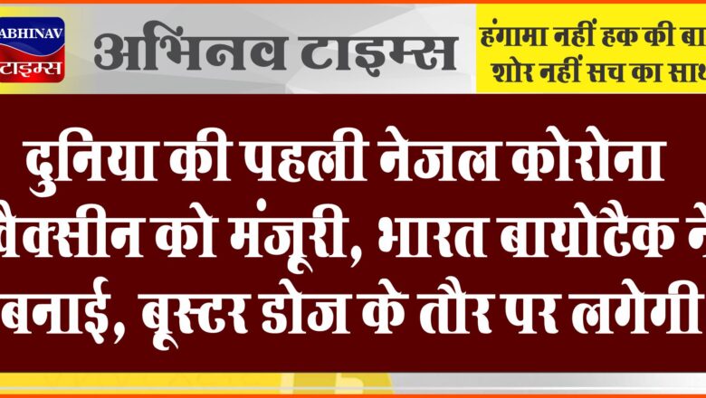 दुनिया की पहली नेजल कोरोना वैक्सीन को मंजूरी: भारत बायोटैक ने बनाई, बूस्टर डोज के तौर पर लगेगी