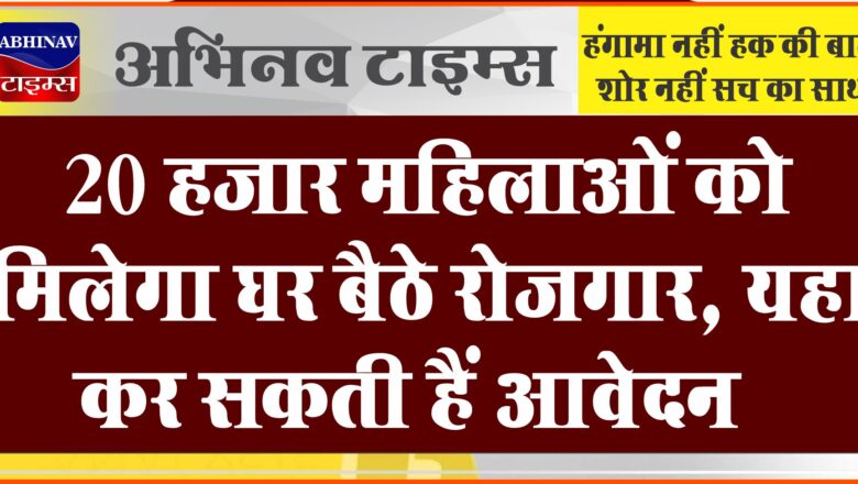 20 हजार महिलाओं को मिलेगा घर बैठे रोजगार, यहां कर सकती हैं आवेदन