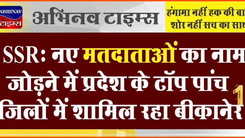 एसएसआर: नए मतदाताओं का नाम जोड़ने में प्रदेश के टॉप पांच जिलों में शामिल रहा बीकानेर