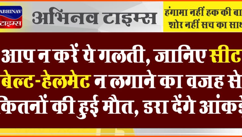 आप न करें ये गलती, जानिए सीट बेल्ट-हेलमेट न लगाने का वजह से कितनों की हुई मौत; डरा देंगे आंकड़े