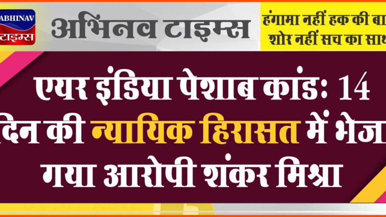 एयर इंडिया पेशाब कांड : 14 दिन की न्यायिक हिरासत में भेजा गया आरोपी शंकर मिश्रा