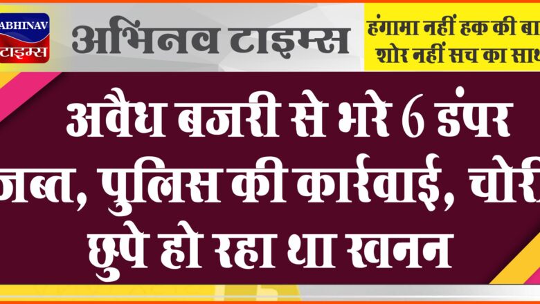 अवैध बजरी से भरे 6 डंपर जब्त, पुलिस की कार्रवाई:चोरी छुपे हो रहा था खनन, माइनिंग विभाग को दी सूचना