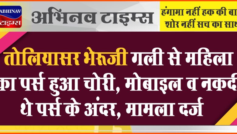 तोलियासर भेरूजी गली से महिला का पर्स हुआ चोरी, मोबाइल व नकदी थे पर्स के अंदर