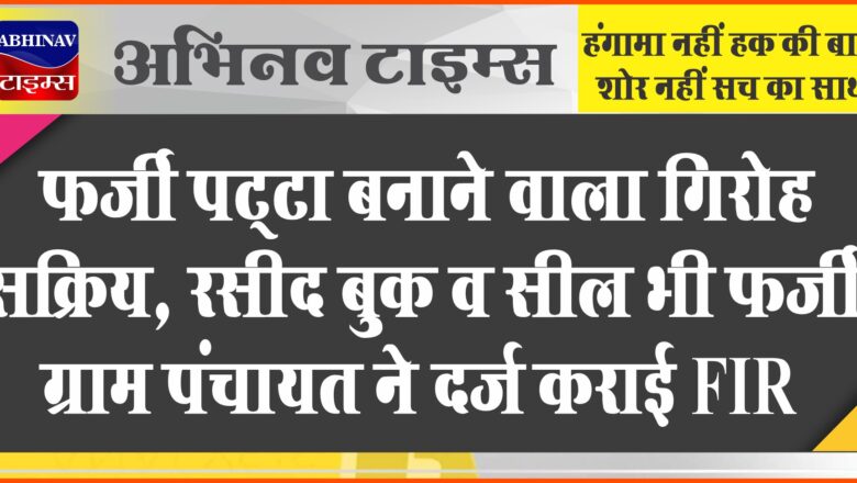 फर्जी पट्‌टा बनाने वाला गिरोह सक्रिय:रसीद बुक व सील भी फर्जी, एक पट्‌टा सामने आया, ग्राम पंचायत ने दर्ज कराई FIR