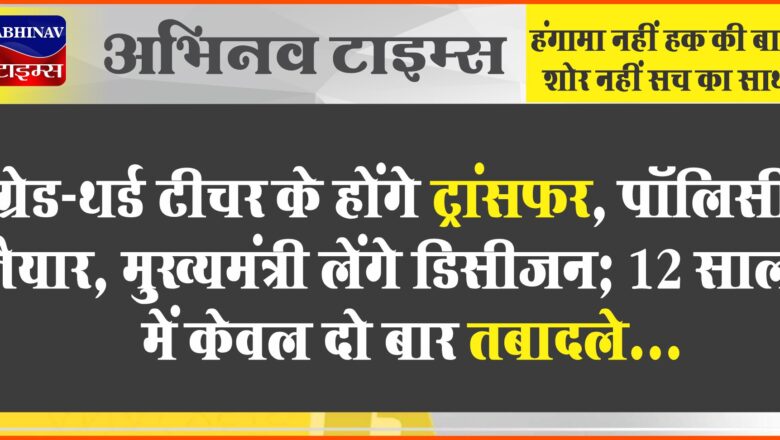 ग्रेड-थर्ड टीचर के होंगे ट्रांसफर, पॉलिसी तैयार:मुख्यमंत्री लेंगे डिसीजन; 12 साल में केवल दो बार तबादले, शिक्षकों में नाराजगी