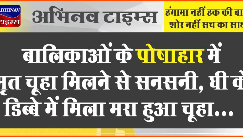 बालिकाओं के पोषाहार में मृत चूहा मिलने से सनसनी, घी के डिब्बे में मिला मरा हुआ चूहा