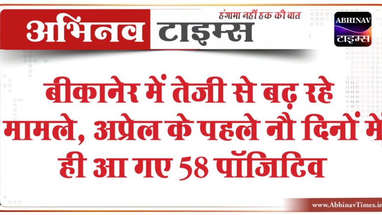 बीकानेर: तेजी से बढ़ रहे मामले, अप्रेल के पहले नौ दिनों में ही आ गए 58 पॉजिटिव