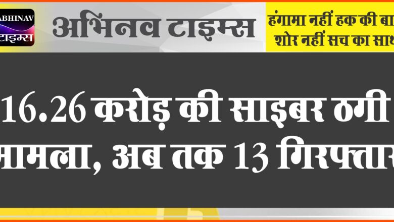 16.26 करोड़ की साइबर ठगी मामला:अब तक 13 गिरफ्त में कारोबारी के खाते में वापस करवाए 2.52 करोड़ रुपए