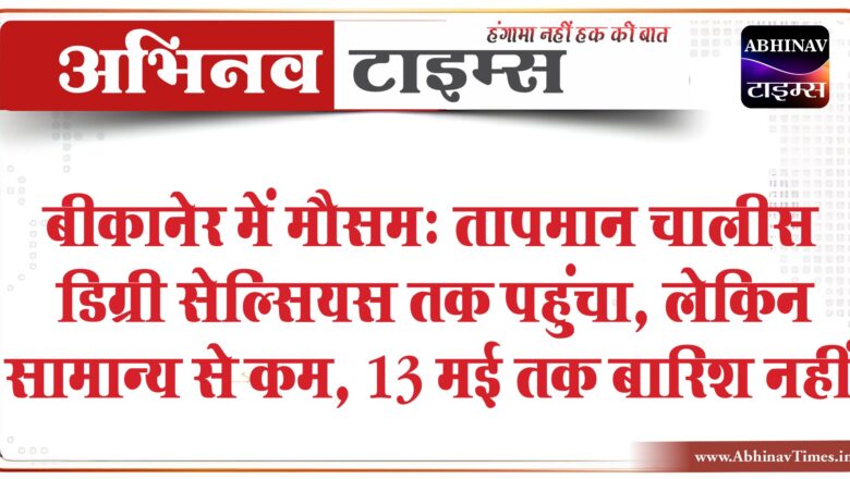 बीकानेर में मौसम: तापमान चालीस डिग्री सेल्सियस तक पहुंचा, लेकिन सामान्य से कम, 13 मई तक बारिश नहीं