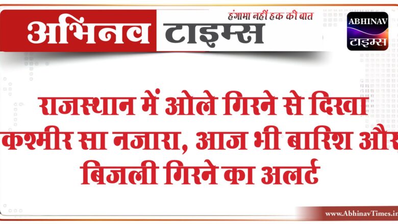 राजस्थान में ओले गिरने से दिखा कश्मीर सा नजारा:खेतों में बिछी सफेद चादर, आज भी बारिश और बिजली गिरने का अलर्ट