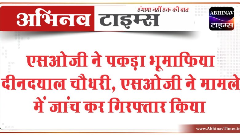 एसओजी ने पकड़ा भूमाफिया दीनदयाल चौधरी:एसओजी ने मामले में जांच कर गिरफ्तार किया, कई पीड़ित पहुंच रहे