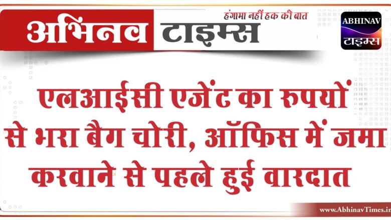 एलआईसी एजेंट का रुपयों से भरा बैग चोरी:ऑफिस में जमा करवाने से पहले हुई वारदात