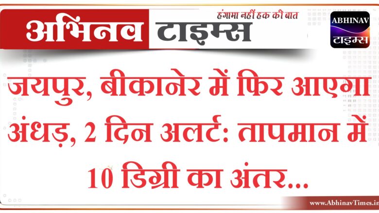 जयपुर, बीकानेर में फिर आएगा अंधड़, 2 दिन अलर्ट: तापमान में 10 डिग्री का अंतर