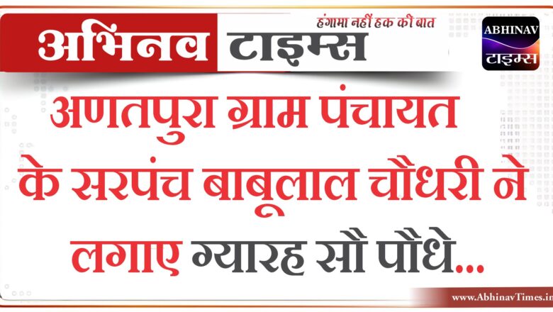 अणतपुरा ग्राम पंचायत के सरपंच बाबूलाल चौधरी ने लगाए ग्यारह सौ पौधे