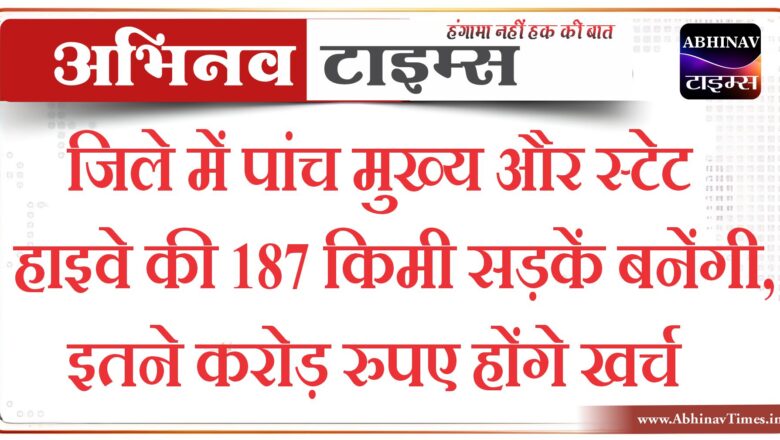 बीकानेर : जिले में पांच मुख्य और स्टेट हाइवे की 187 किमी सड़कें बनेंगी,इतने करोड़ रुपए होंगे खर्च