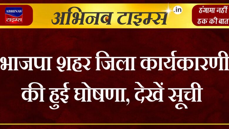 भाजपा शहर जिला कार्यकारणी की हुई घोषणा, देखें सूची