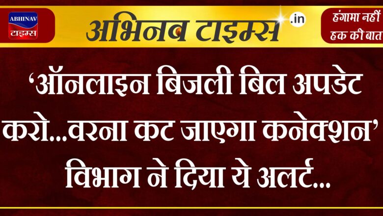 ‘ऑनलाइन बिजली बिल अपडेट करो…वरना कट जाएगा कनेक्शन’… विभाग ने दिया ये अलर्ट