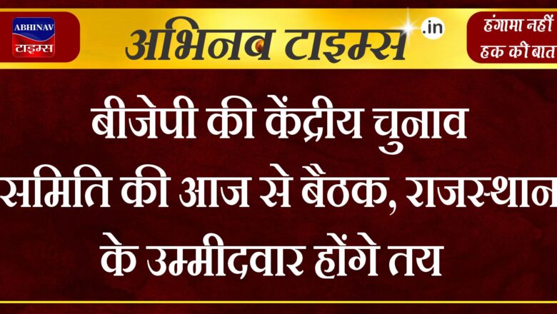 बीजेपी की केंद्रीय चुनाव समिति की आज से बैठक, राजस्थान के उम्मीदवार होंगे तय