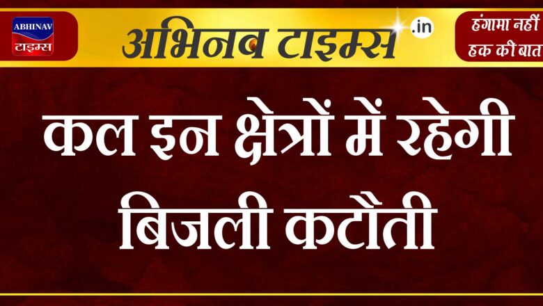 कल इन क्षेत्रों में रहेगी बिजली कटौती