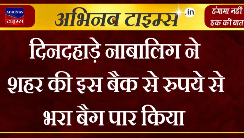 दिनदहाड़े नाबालिग ने शहर की इस बैक से रुपये से भरा बैग पार किया