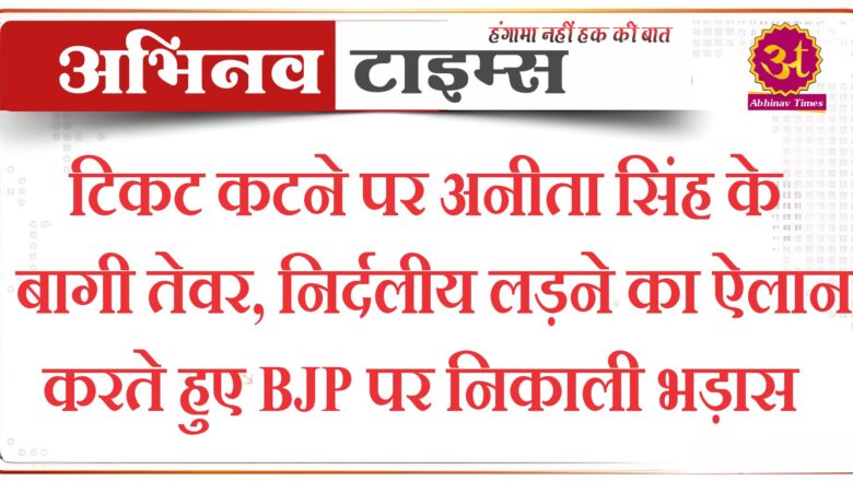 टिकट कटने पर अनीता सिंह के बागी तेवर, निर्दलीय लड़ने का ऐलान करते हुए BJP पर निकाली भड़ास