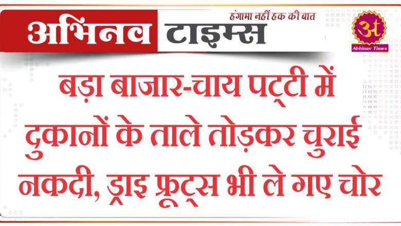 बीकानेर: बड़ा बाजार-चाय पट्‌टी में दुकानों के ताले तोड़कर चुराई नकदी, ड्राइ फ्रूट्स भी ले गए चोर