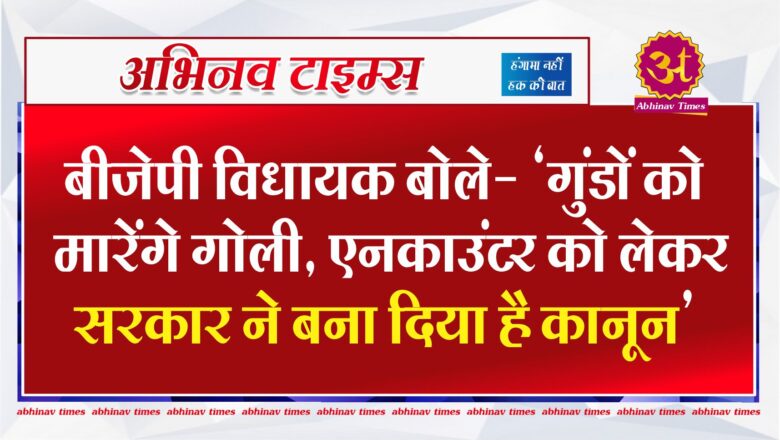 बीजेपी विधायक बोले- “गुंडों को मारेंगे गोली, एनकाउंटर को लेकर सरकार ने बना दिया है कानून”