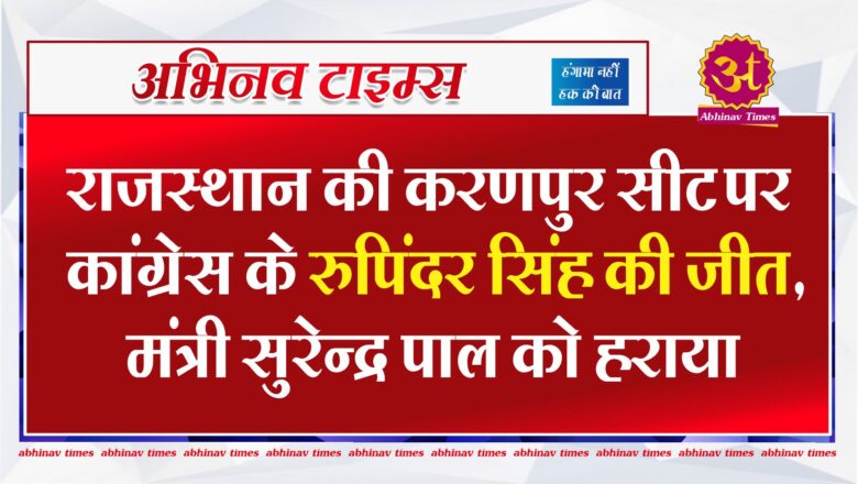 श्रीकरणपुर में BJP को बड़ा झटका! कांग्रेस के रुपिन्दर कुन्नर जीते, मंत्री बनाए गए टीटी को जनता ने नकारा