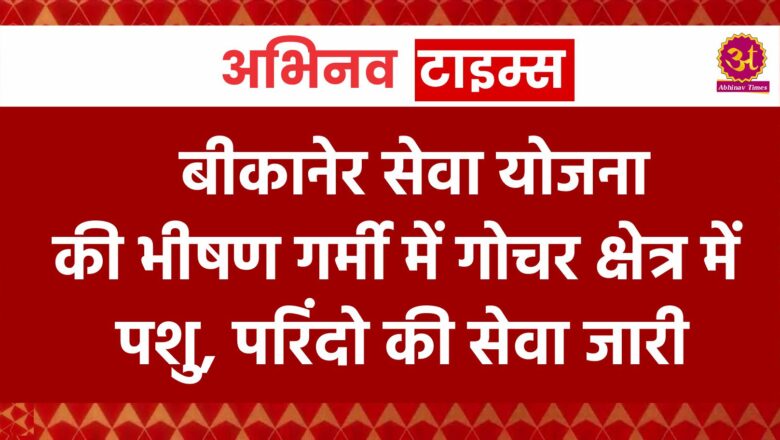 बीकानेर सेवा योजना की भीषण गर्मी में गोचर क्षेत्र में पशु, परिंदो की सेवा जारी