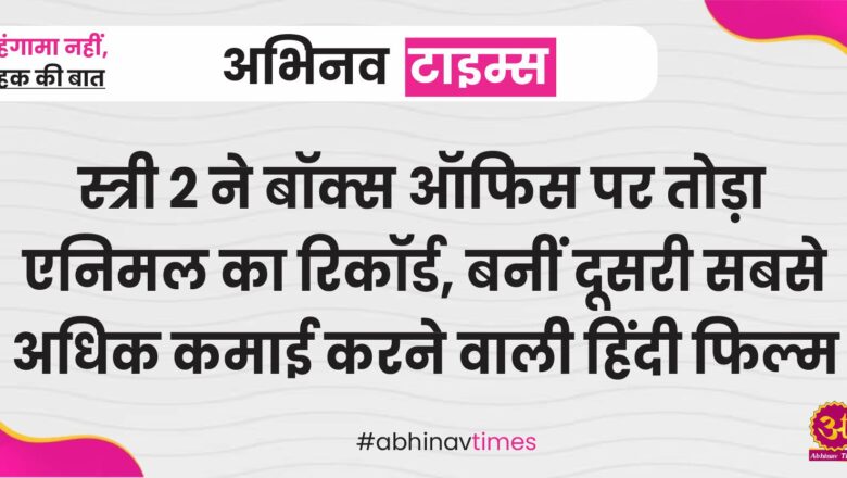 स्त्री 2 ने बॉक्स ऑफिस पर तोड़ा एनिमल का रिकॉर्ड, बनीं दूसरी सबसे अधिक कमाई करने वाली हिंदी फिल्म